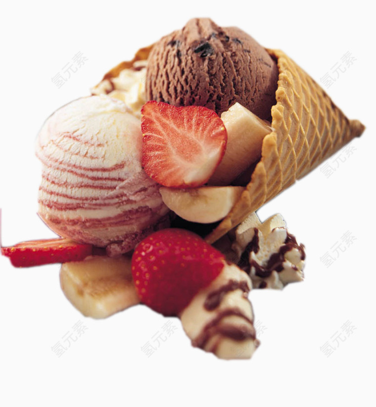 华夫草莓冰淇淋