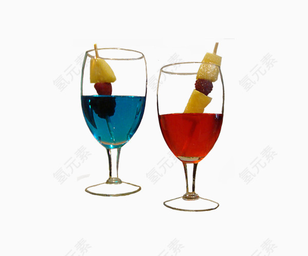 蓝色饮料红色水果杯