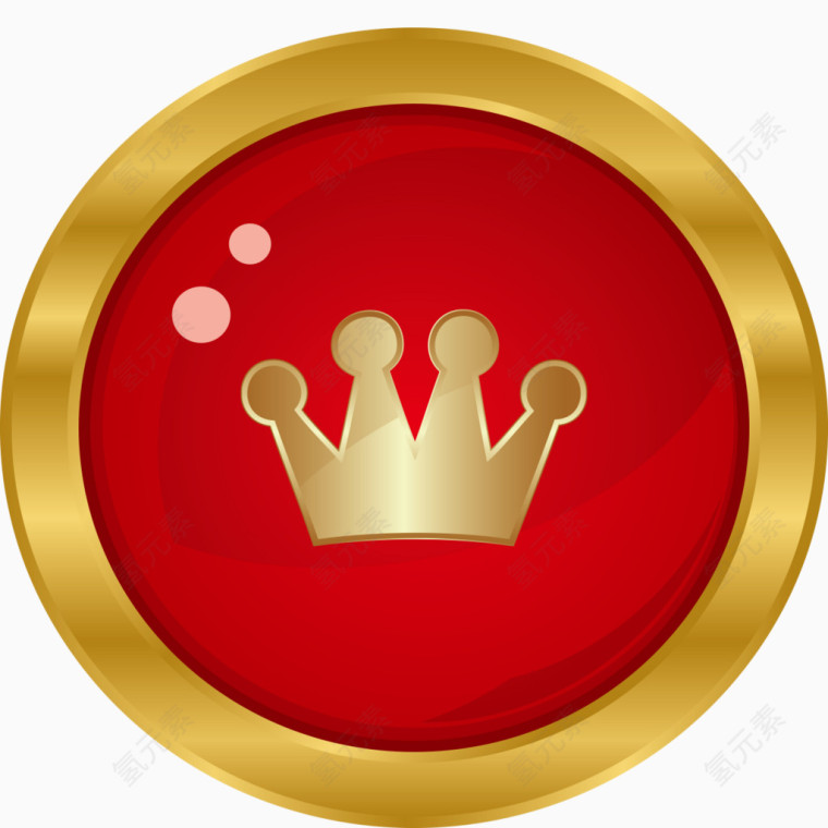 矢量红色金色标签奢华圆形皇冠欧式元素