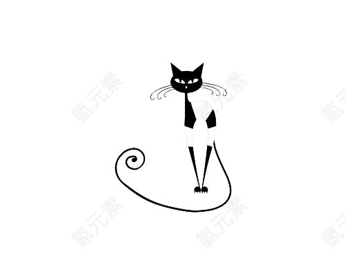 黑白条纹弓着腰的小猫