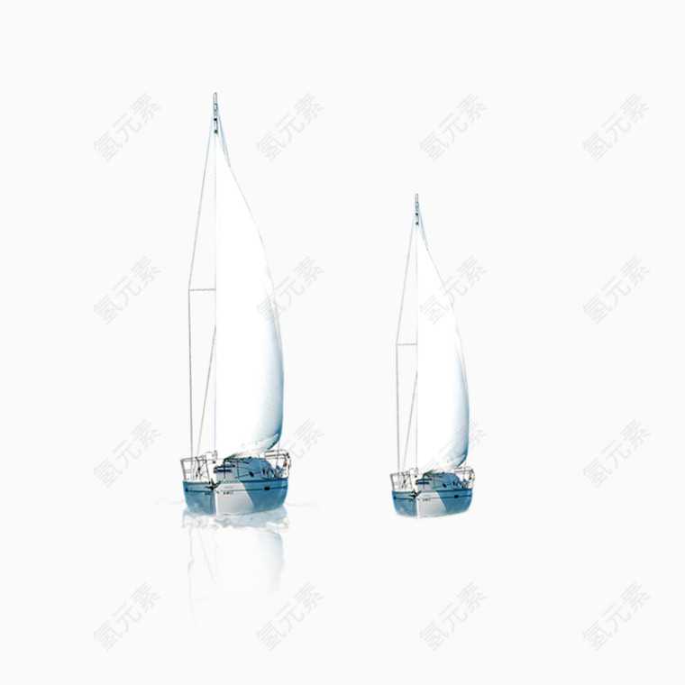 两艘蓝色小帆船