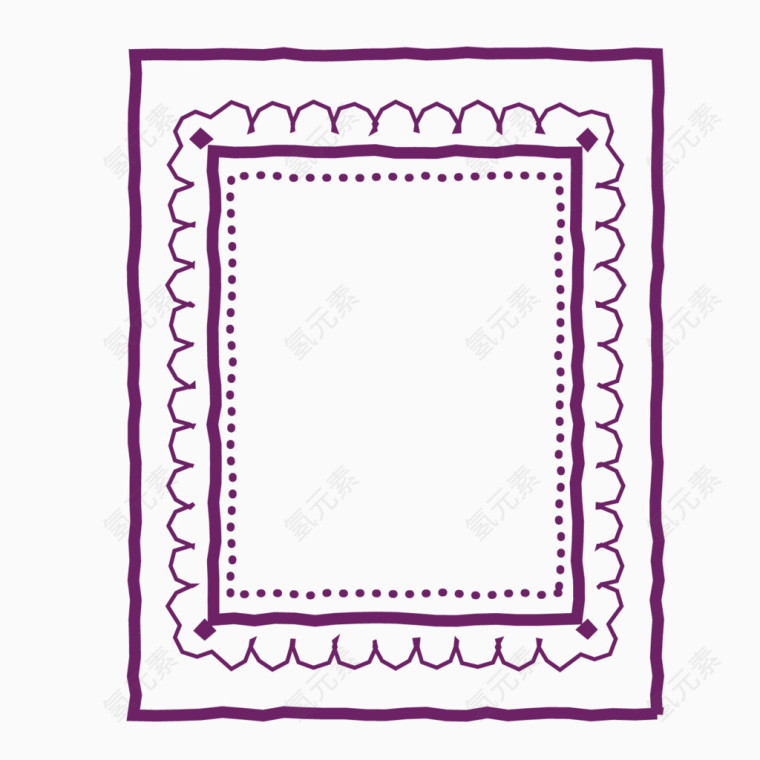 矢量紫色手绘印花放大框