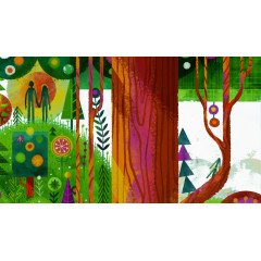 彩绘森林树木背景图案