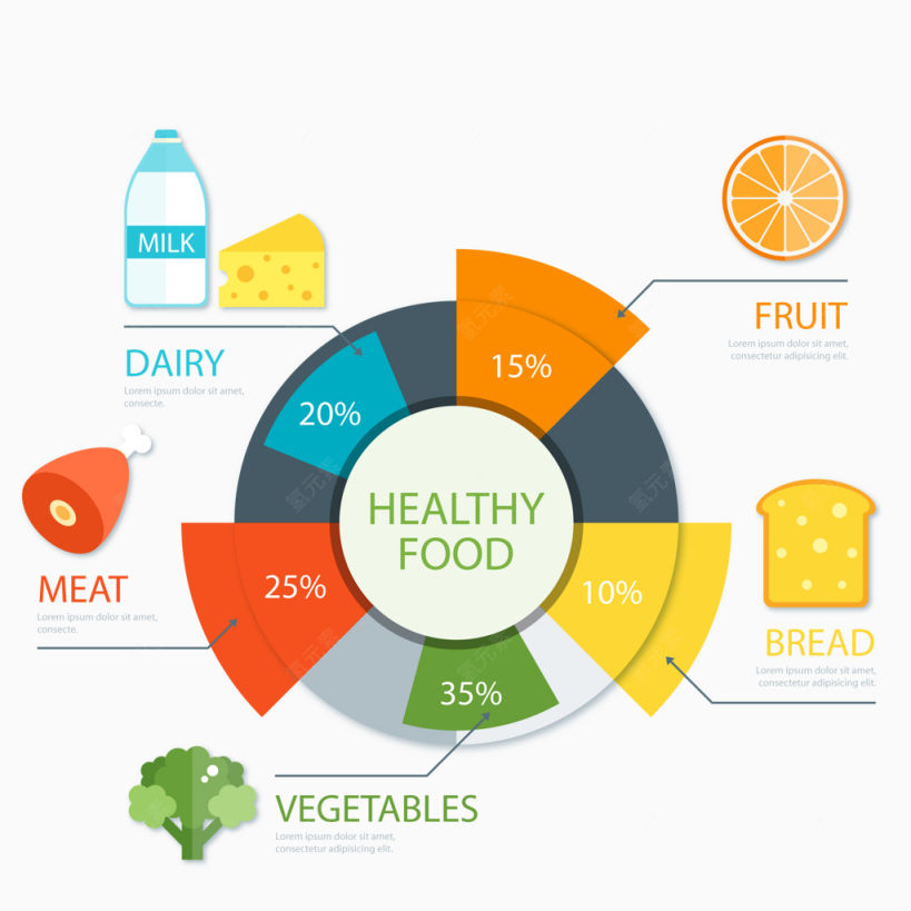 健康食品信息矢量图下载