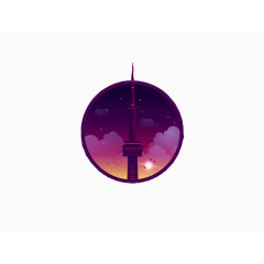 紫色电视塔