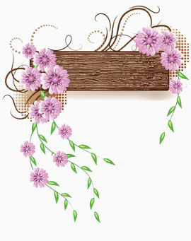 木板上装饰了花
