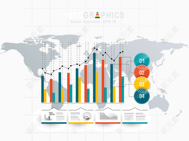 矢量PPT信息图表统计数据素材