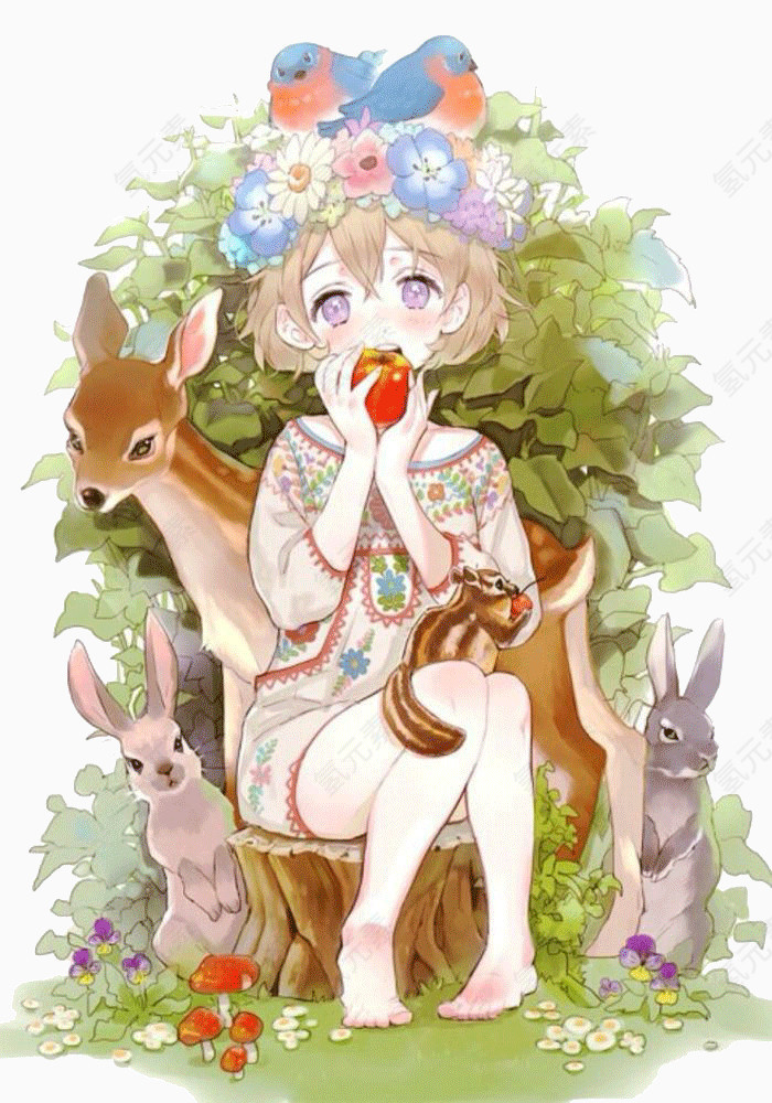 动物里吃苹果的女孩