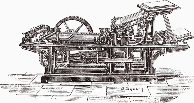 矢量老式印刷机