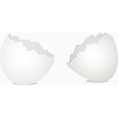 矢量手绘白色破碎的蛋壳