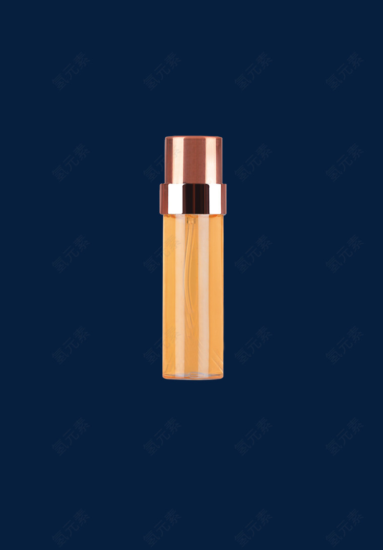 橘黄色透明质感立体化妆品瓶子