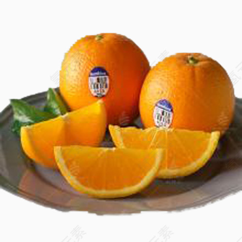 带盘子的橙子