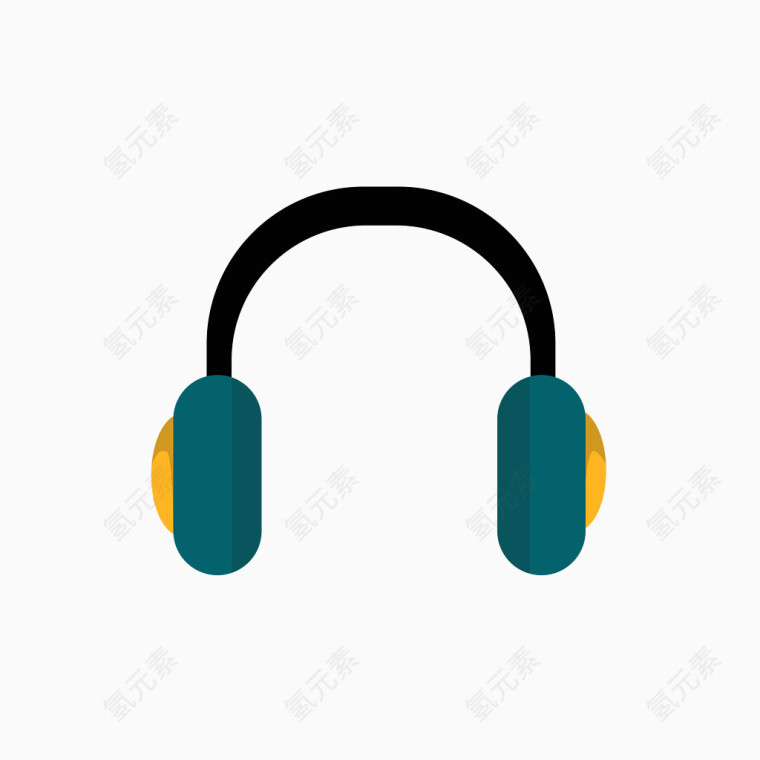 矢量扁平绿色耳机