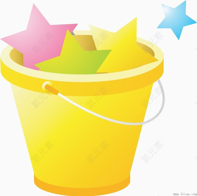 装满黄色水桶的彩色星星