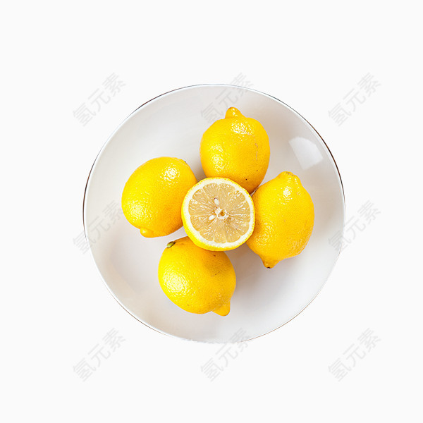一盒5个黄色柠檬