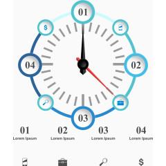 矢量蓝色时钟信息图表