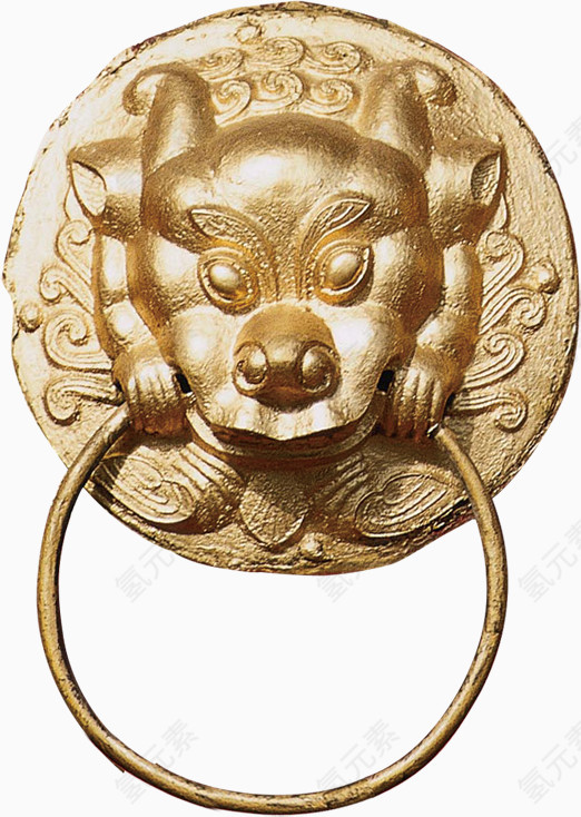 中式铜制兽首门扣