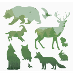 绿色动物叠影