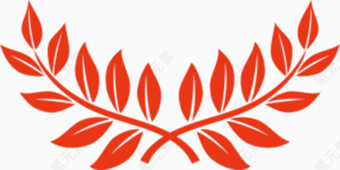 单色红色枫叶橄榄枝手绘