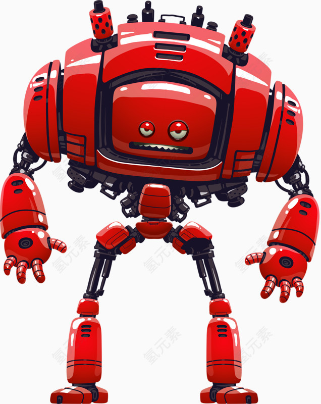 科技感卡通人形红色机器人