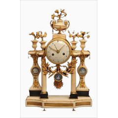 路易十六镀金铜和大理石壁炉钟