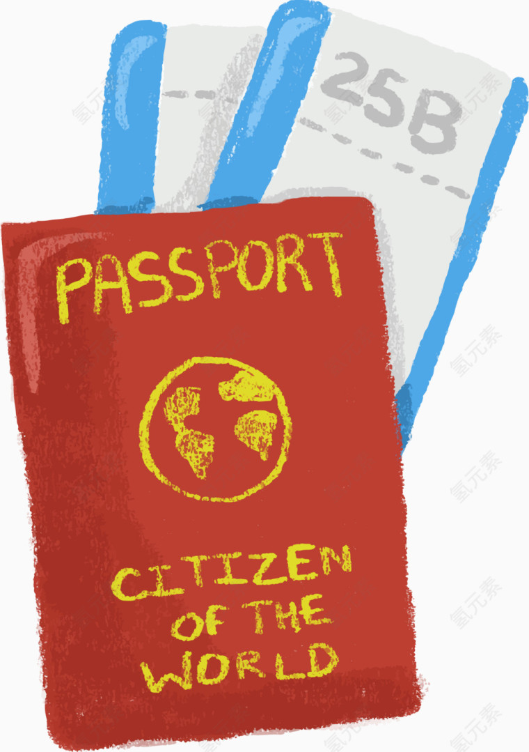 矢量手绘护照