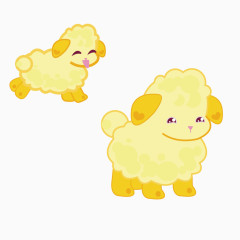黄色可爱矢量小绵羊