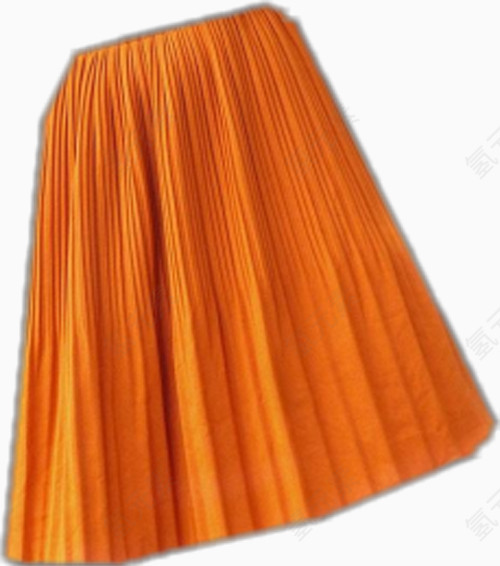 橘色百褶半身裙