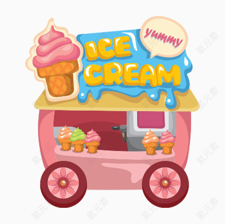 矢量移动小吃车冰淇淋
