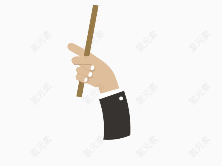 扁平化男人的手和木棍