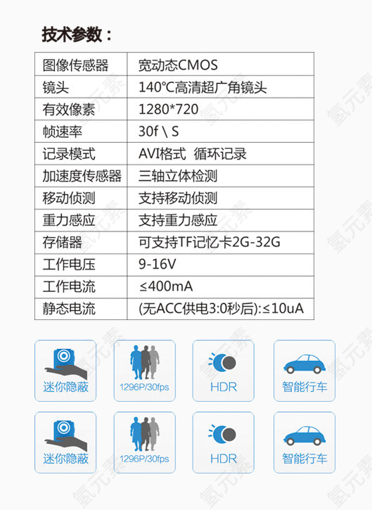 行车记录仪技术参数