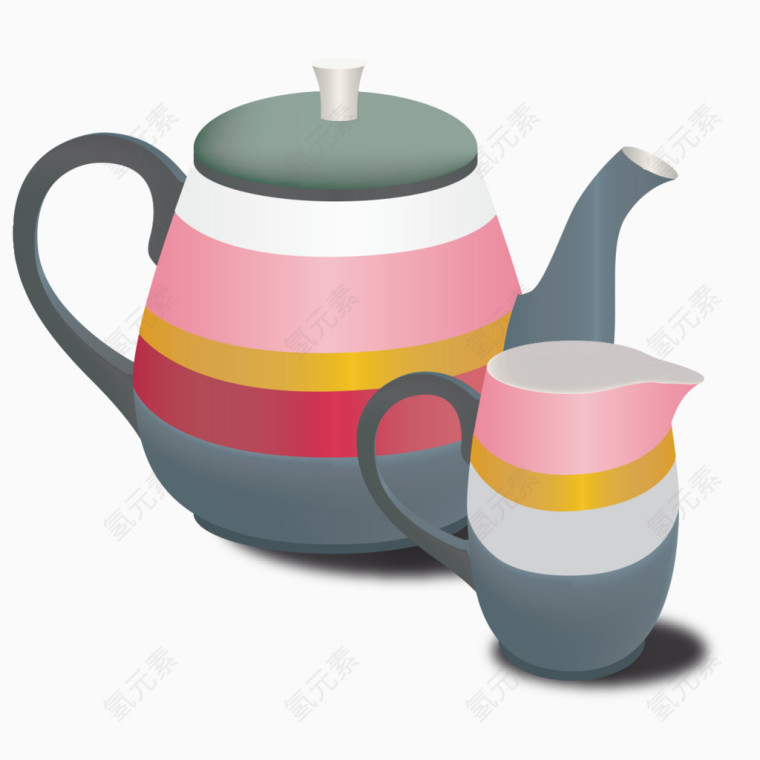 彩色缤纷的茶壶杯子