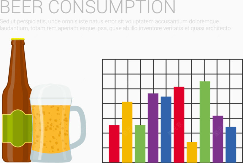 啤酒消费量信息图表PPT矢量图下载