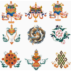 藏文化装饰图案矢量素材