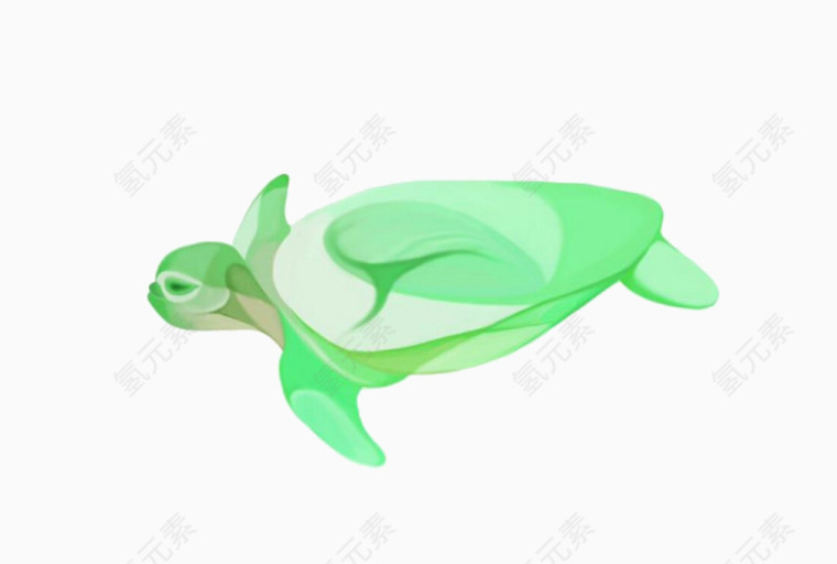 小海龟绿色手绘素材