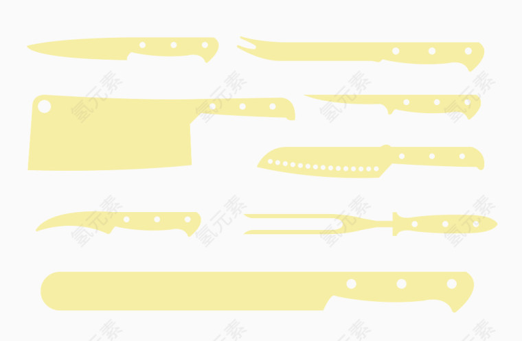 简约淡黄色刀具扁平化设计