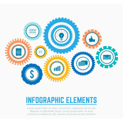 彩色商务齿轮组矢量