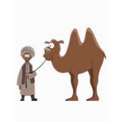 牵骆驼的牧民矢量图