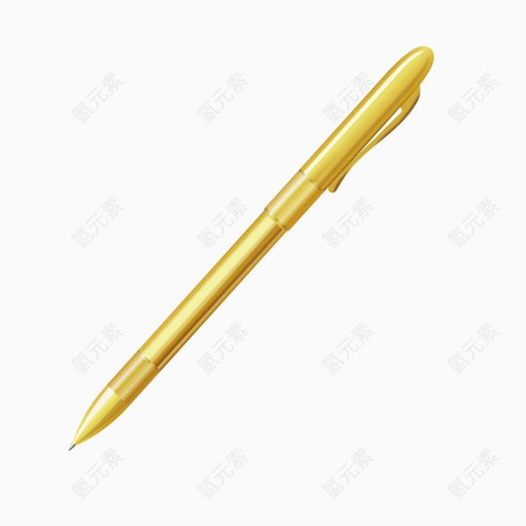 矢量文具黄色钢笔产品图