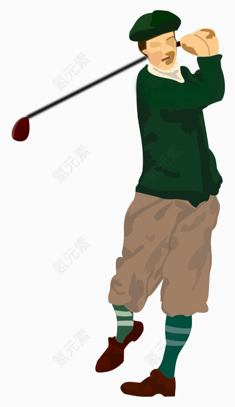 绿衣服打高尔夫的男子
