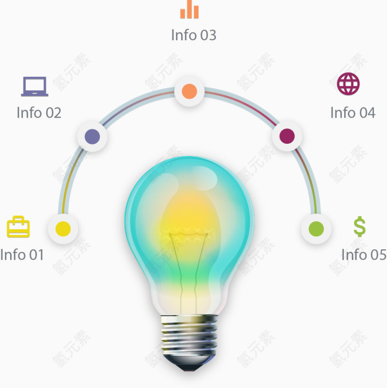 矢量灯泡线条商务元素