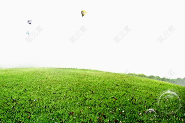 绿地热气球装饰元素
