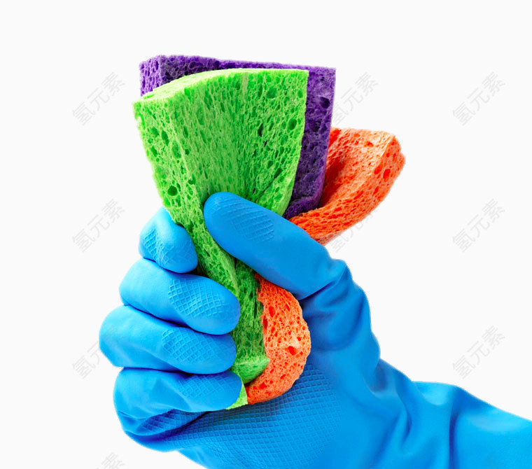手中的洗碗布