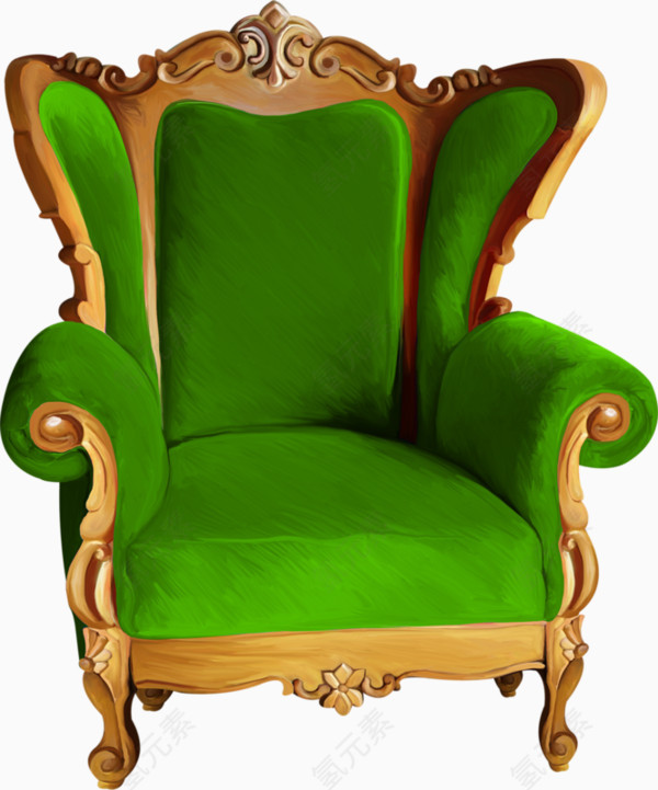 手绘绿色丝绒座椅