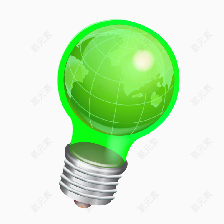 绿色质感发光灯泡