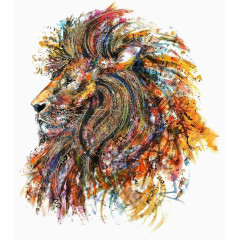 色彩拼贴狮子头像