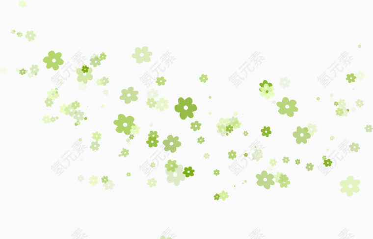 绿色漂浮小花素材装饰图案