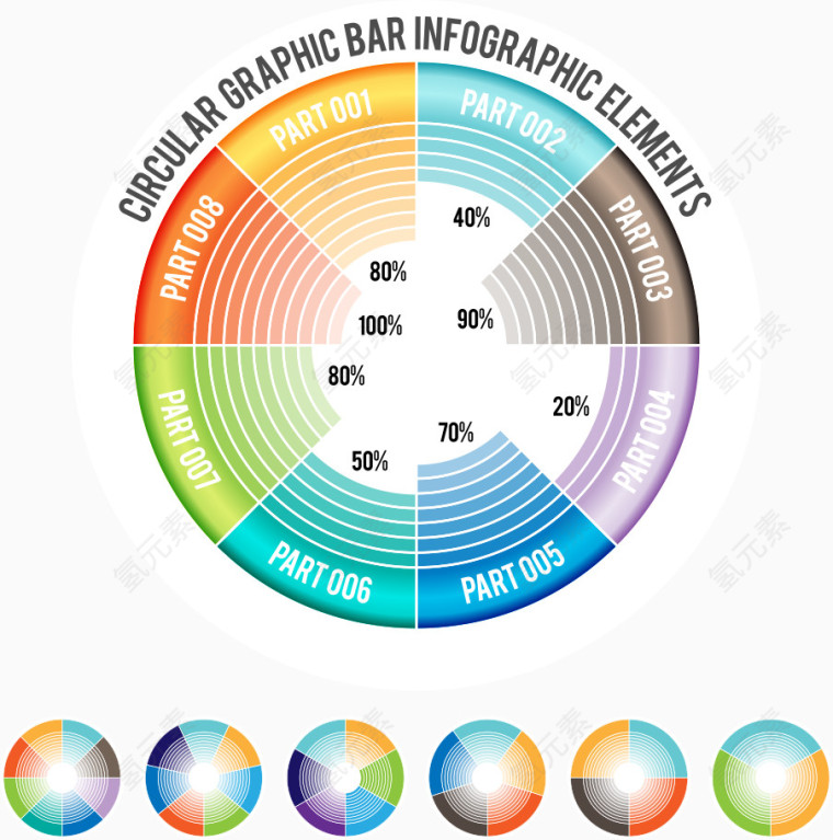 矢量彩色圆环图表