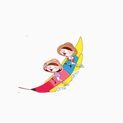 可爱儿童做香蕉船