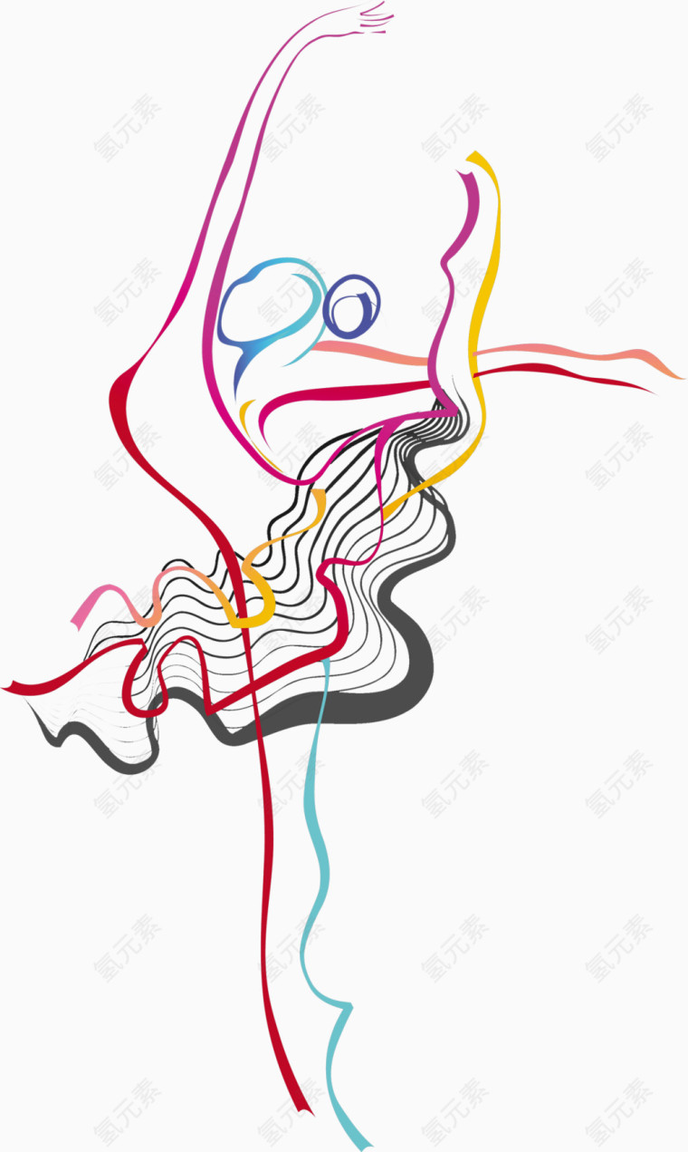 彩色线条跳舞的女生